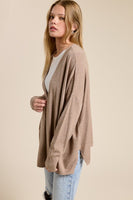 Cashmere Blend Drape Cardigan Dark Beige
