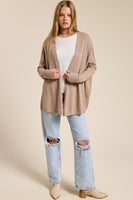 Cashmere Blend Drape Cardigan Dark Beige