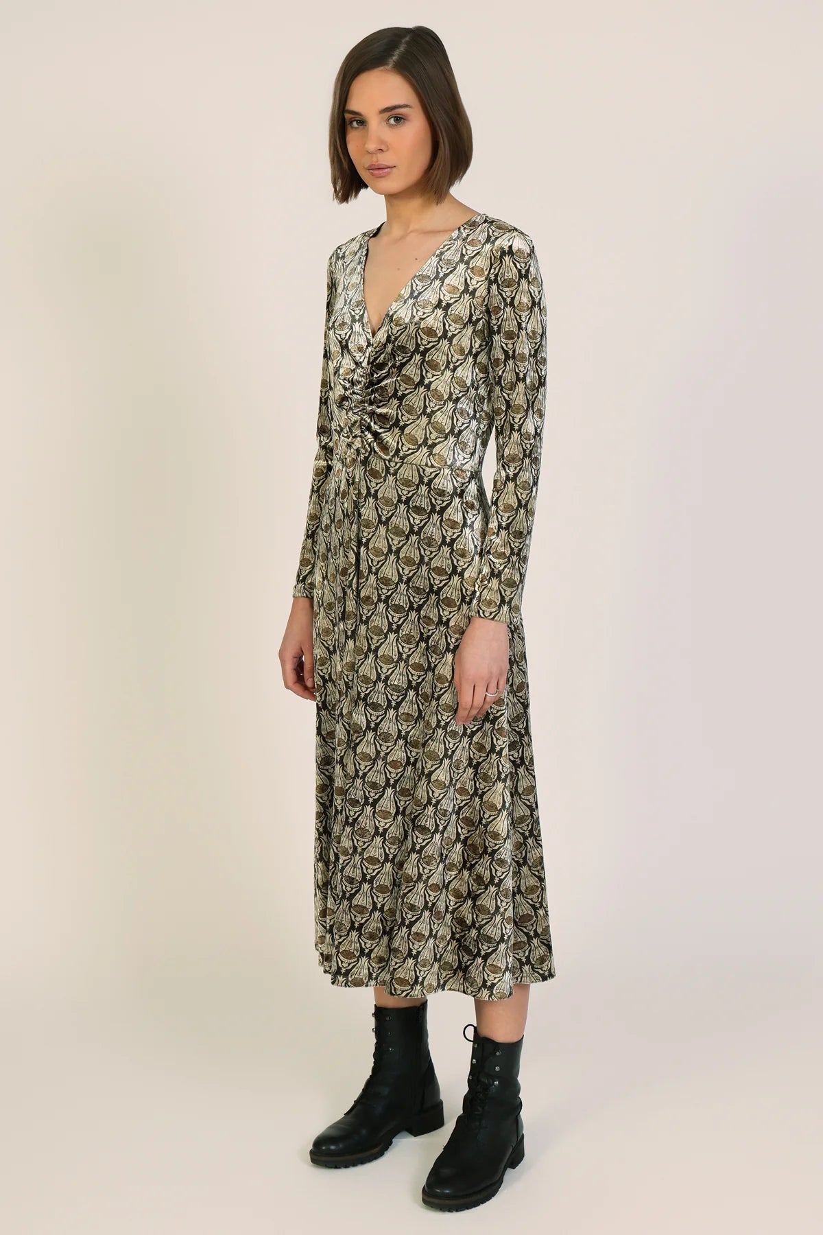 Harper Velvet Long Sleeve Midi Dress