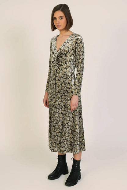 Harper Velvet Long Sleeve Midi Dress