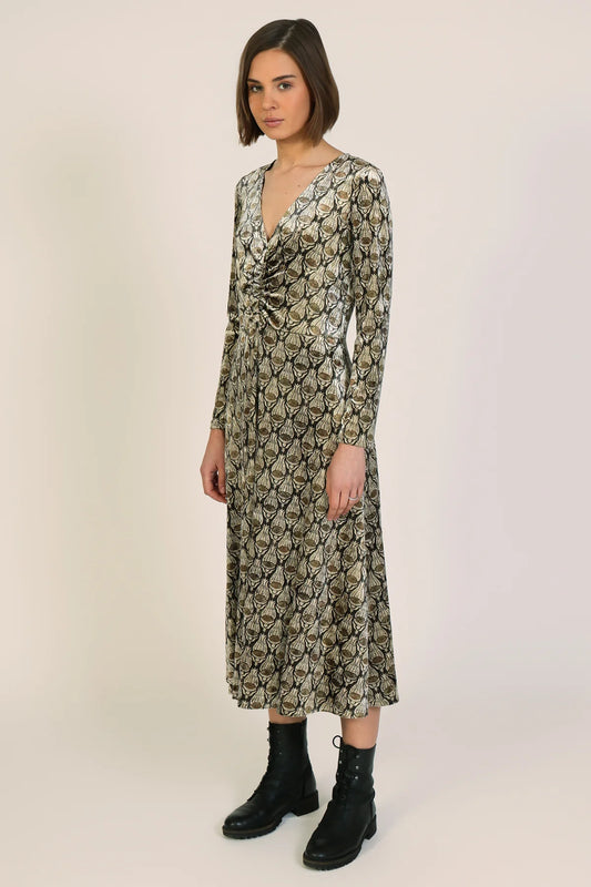 Harper Velvet Long Sleeve Midi Dress