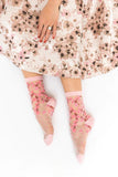 Cherry Blossom Sheer Crew Sock