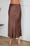 Silky Midi Slip Skirt Chocolate Brown