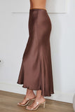 Silky Midi Slip Skirt Chocolate Brown
