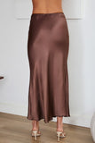 Silky Midi Slip Skirt Chocolate Brown