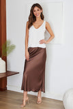 Silky Midi Slip Skirt Chocolate Brown
