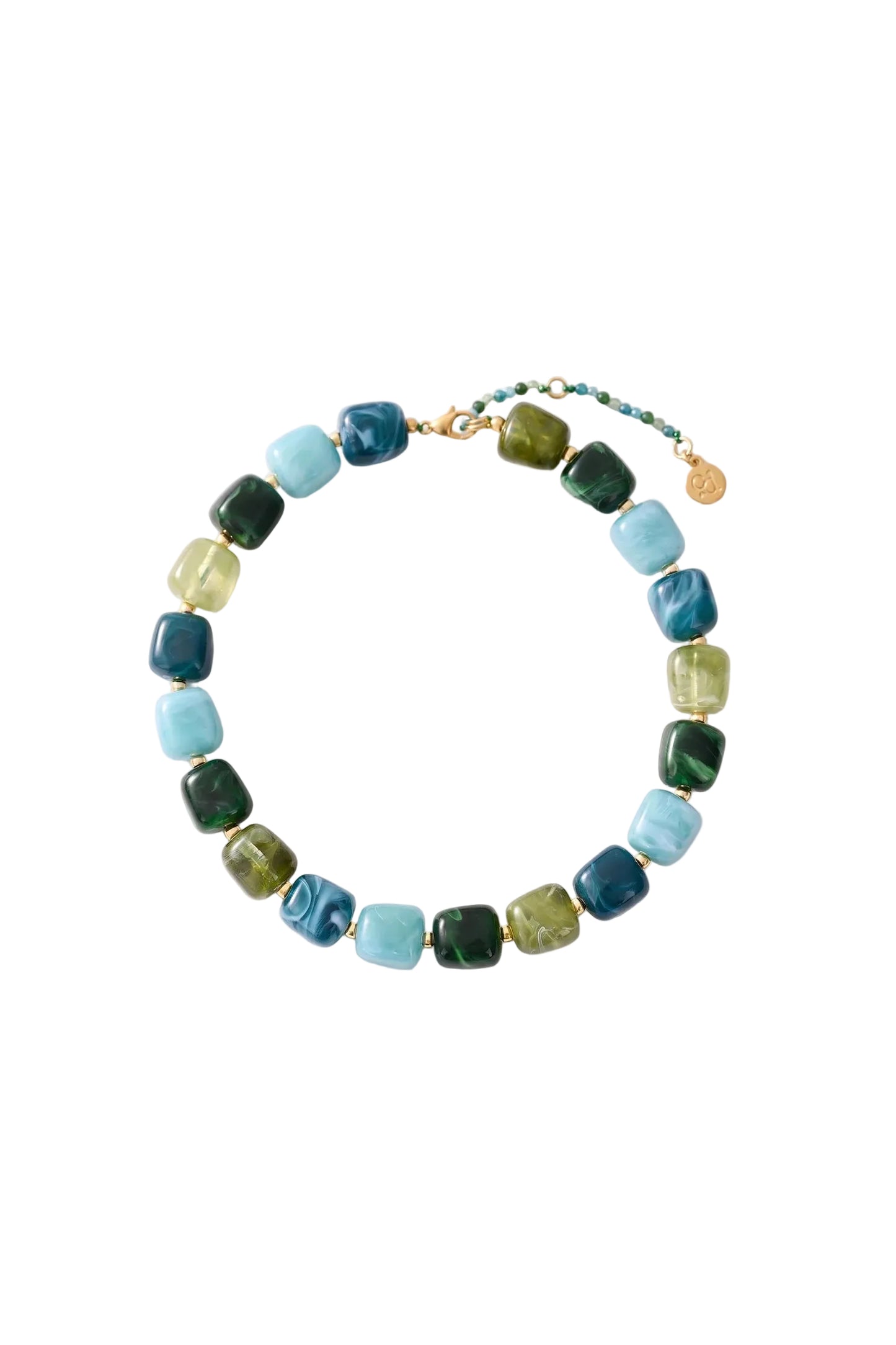 Chunky Square Bead Necklace Earth