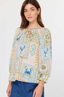Coastal Patchwork Printed Blouse