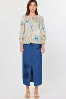 Coastal Patchwork Printed Blouse