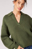 Collared Oversized Ribbed Sweater