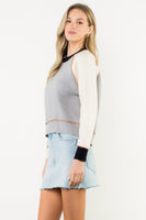 Color Block Cropped Sweater