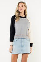Color Block Cropped Sweater