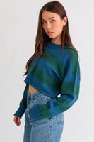 Color Crop Striped Sweater