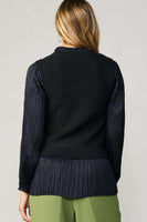 Contrast Pleated Sleeve Sweater