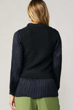 Contrast Pleated Sleeve Sweater