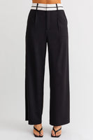 Contrast Waistband Pleated Pant