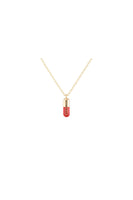 Coral Red Chill Pill Enamel Necklace