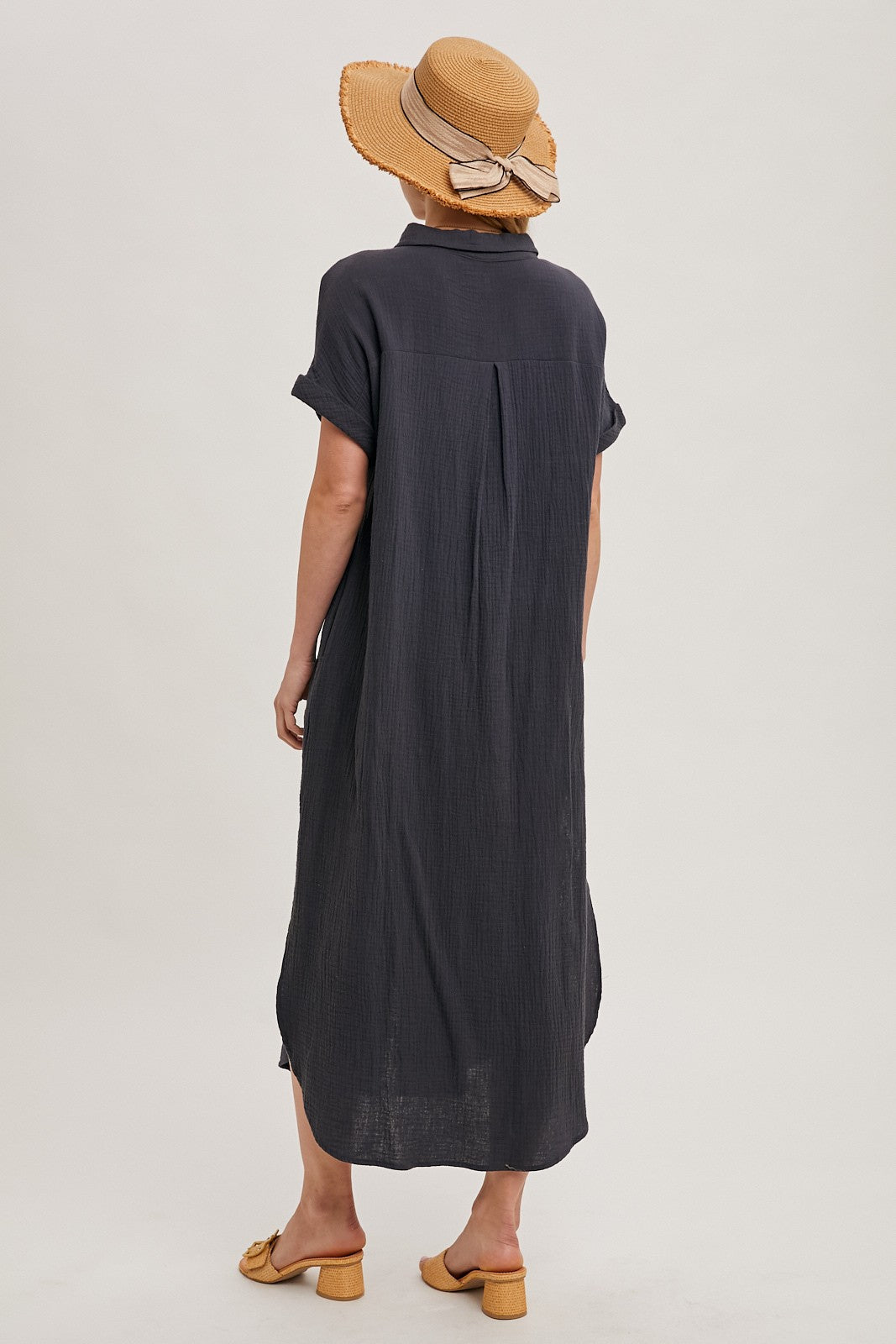Cotton Maxi Shirt Dress Ash