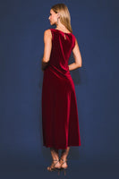 Cowl Neck Velvet Midi Dress