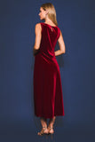 Cowl Neck Velvet Midi Dress