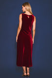 Cowl Neck Velvet Midi Dress