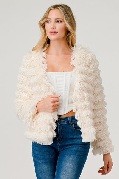 Layered faux 2024 fur jacket