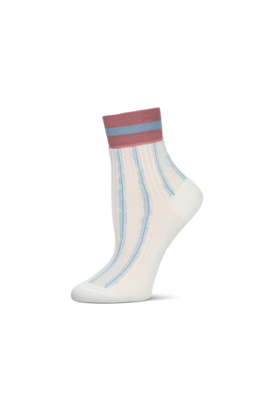 Cream Retro Stripe Anklet Socks