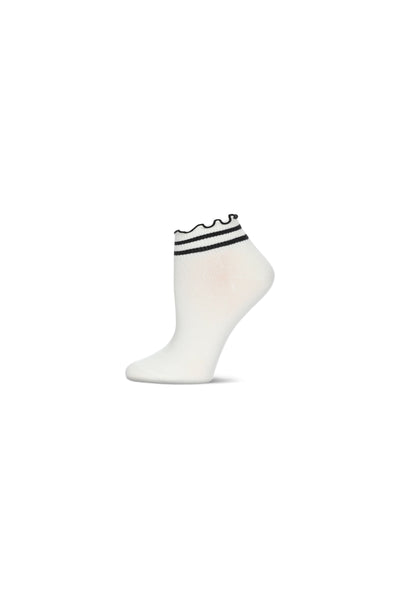 Cream Ruffle Stripe Shortie Socks