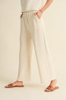 Cream Textured Stripe Pant