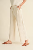 Cream Textured Stripe Pant