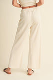 Cream Textured Stripe Pant