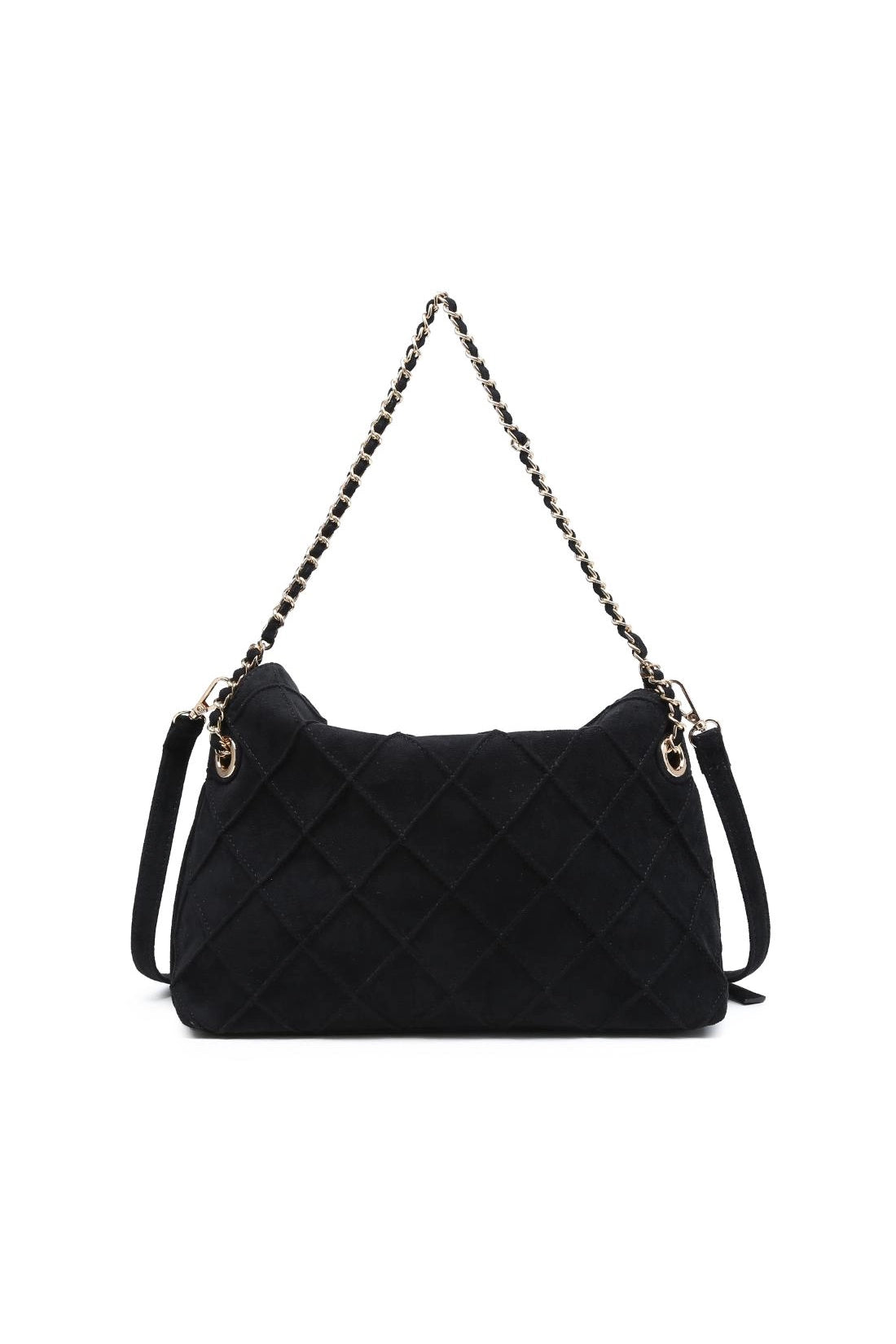 Crew Faux Suede Quilted Hobo Black
