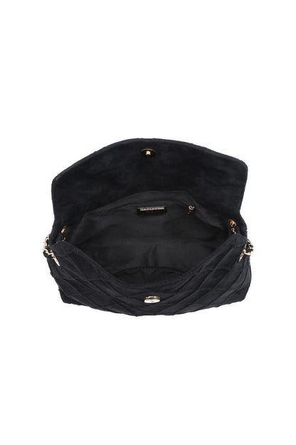 Crew Faux Suede Quilted Hobo Black