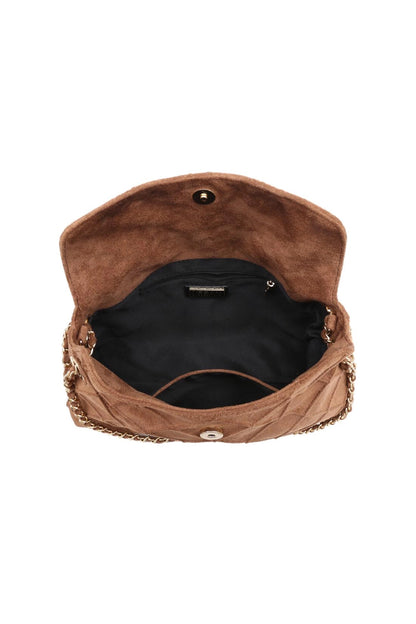 Crew Faux Suede Quilted Hobo Brown