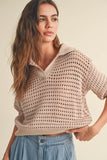 Crochet Knit Collared Top