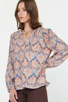 Damask Print Blouse