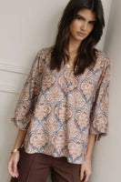 Damask Print Blouse