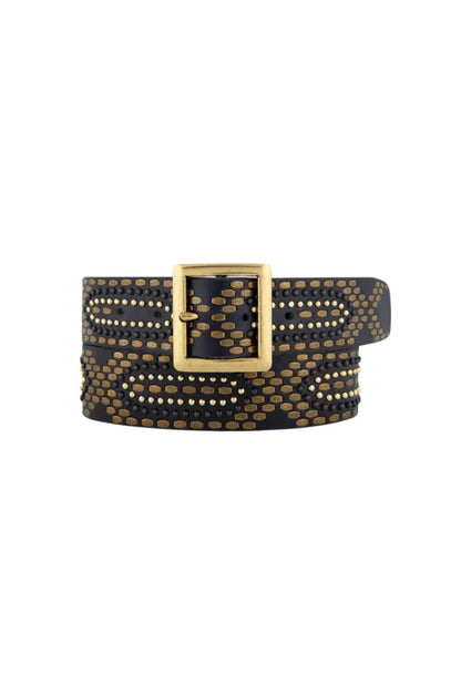 Daya Studded Leather Belt Black