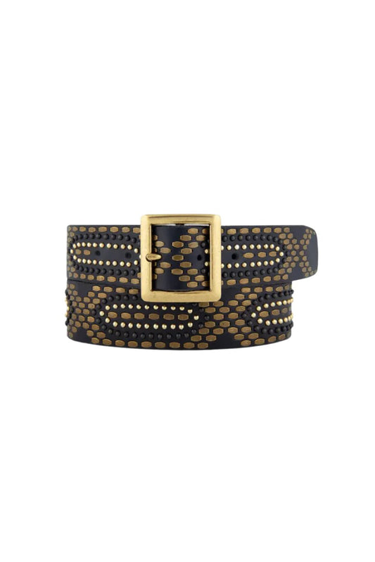 Daya Studded Leather Belt Black