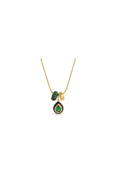 Dazzle Emerald Gem Charm Set Necklace