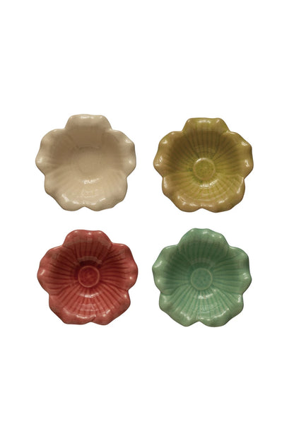 Debossed Stoneware Flower Bowl