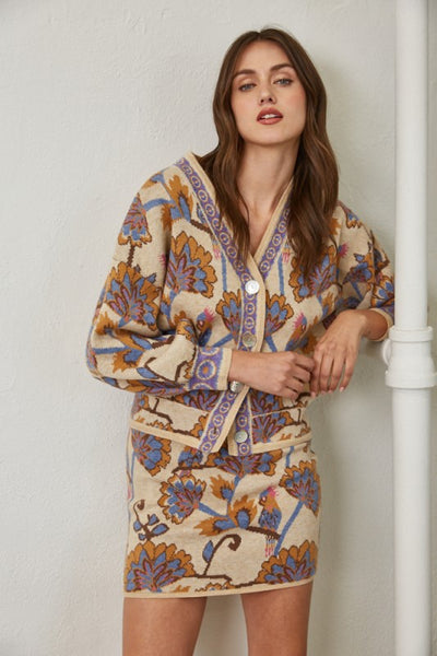 Deco Floral Jacquard Cardigan