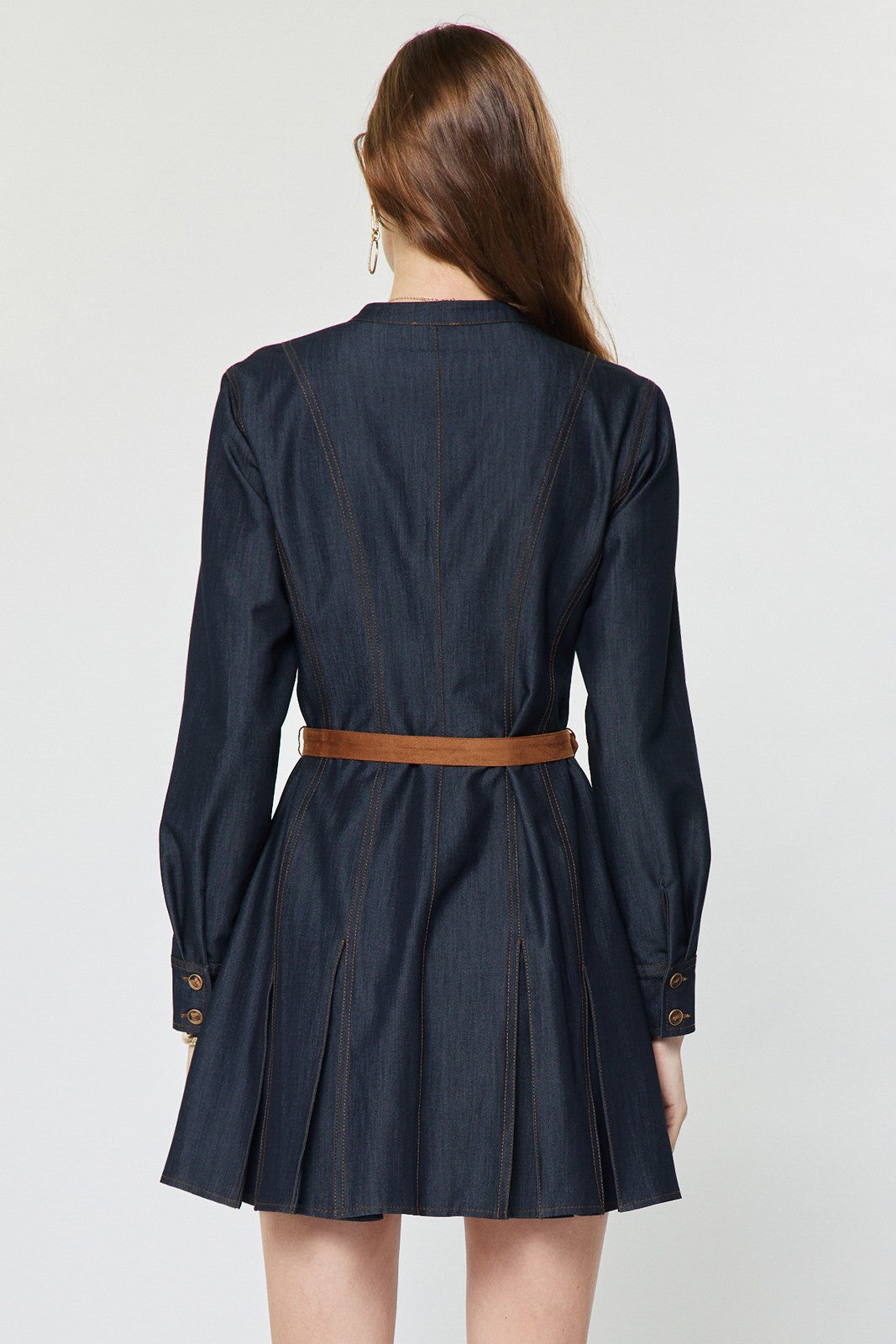 Denim Belted Mini Shirt Dress