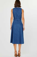 Denim Sleeveless A-line Midi Dress