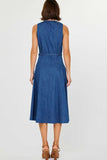 Denim Sleeveless A-line Midi Dress