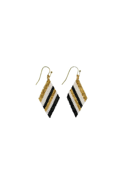 Black Diagonal Stripes Diamond Earrings