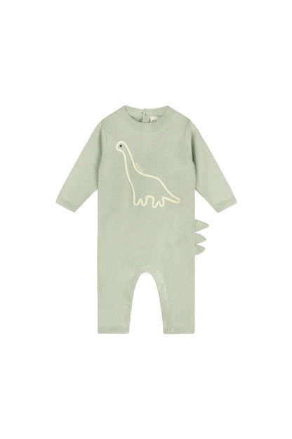 Dino Embroidered Baby Knit Jumpsuit
