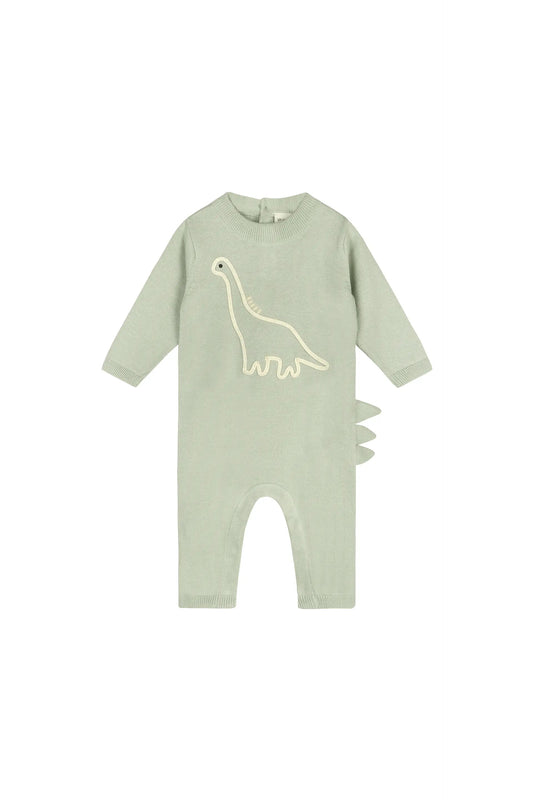 Dino Embroidered Baby Knit Jumpsuit