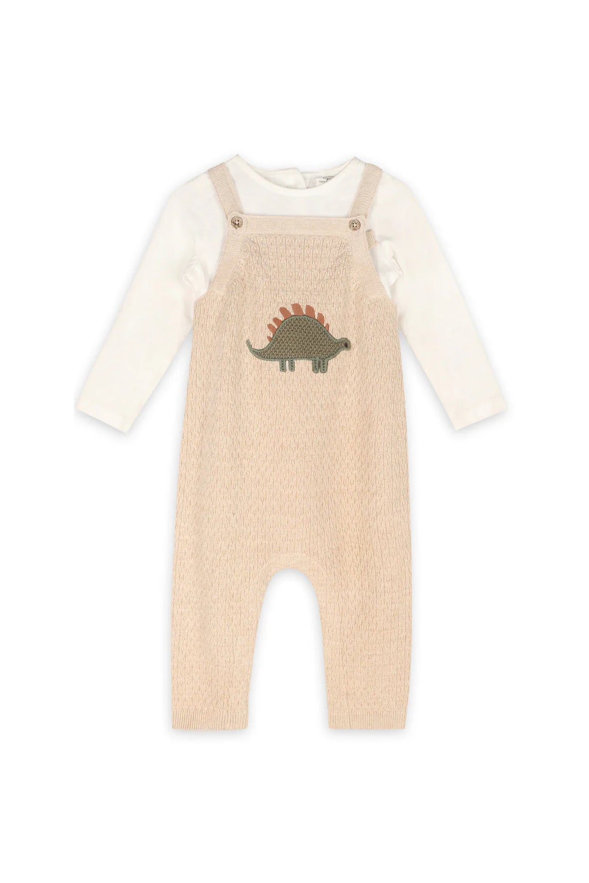 Dino Embroidered Baby Knit Overall Set