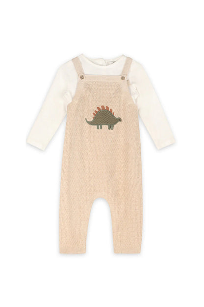 Dino Embroidered Baby Knit Overall Set